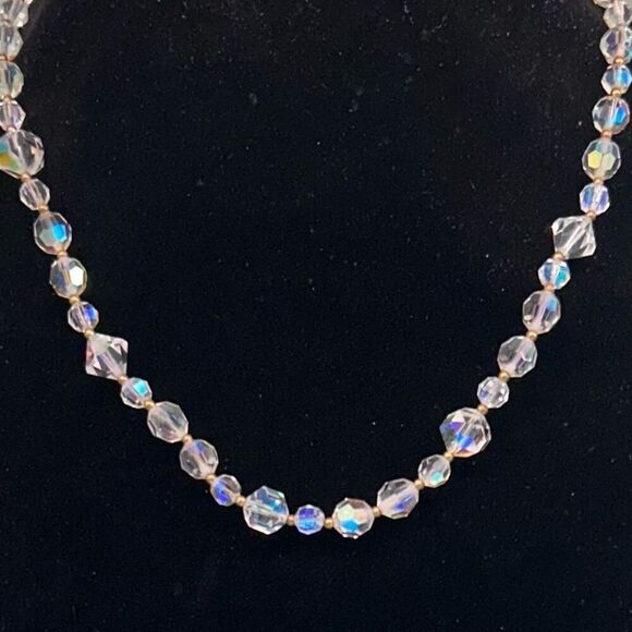 Vintage Aurora Borealis Ascending Faceted Crystal Multi Beads Necklace - Picture 3 of 5